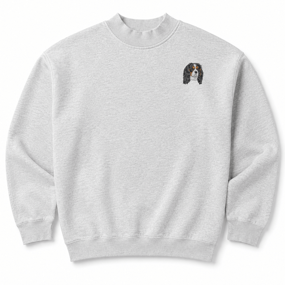 Cavalier King Charles Spaniel Embroidered Mock Neck Sweatshirt