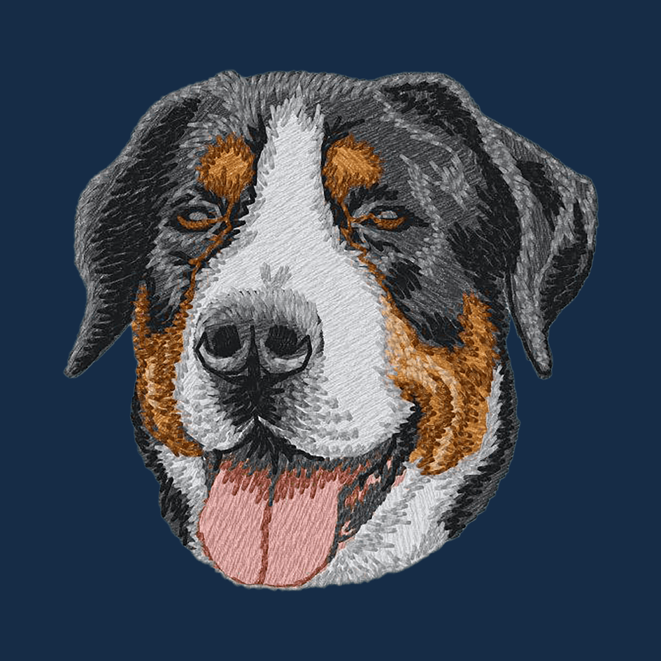 Greater Swiss Mountain Dog Embroidered Men's Denim Shirt