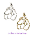 Dachshund (Longhaired) in Sterling Silver Silhouette Head Pendant