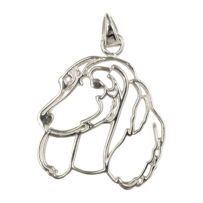 Longhaired Dachshund in Sterling Silver Silhouette Head Pendant