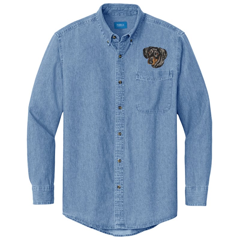 Dachshund Embroidered Men's Denim Shirt