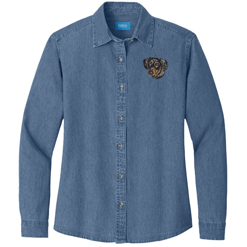 Dachshund Embroidered Women's Denim Shirt | AKC Shop