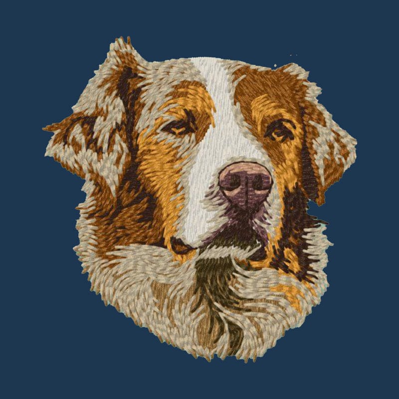 Australian Shepherd Embroidered Men's Denim Shirt