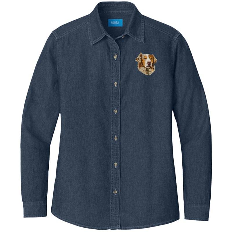 Australian Shepherd Embroidered Women's Denim Shirt