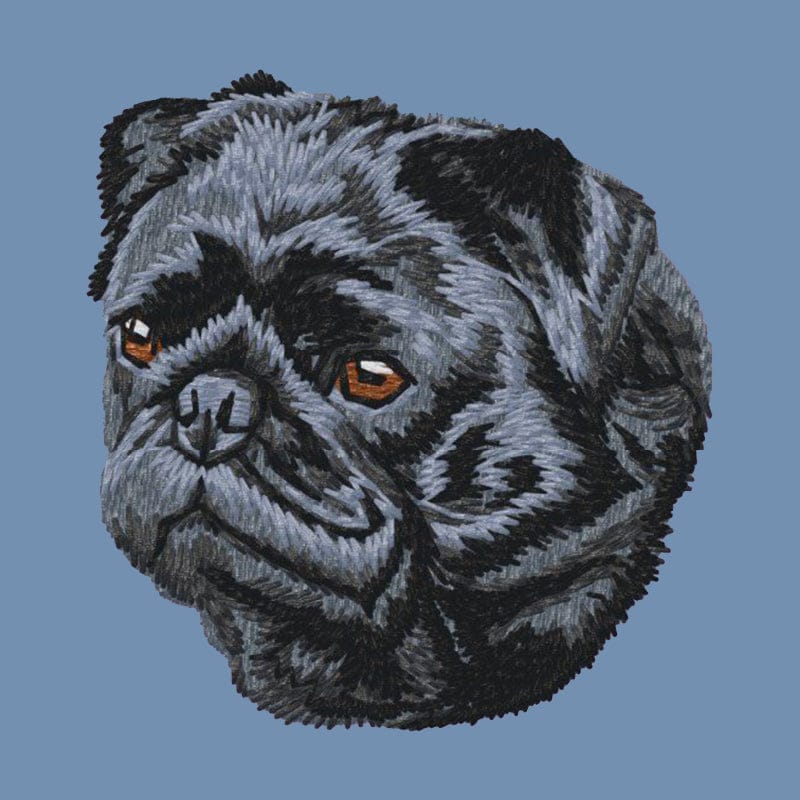 Pug Embroidered Men's Denim Shirt