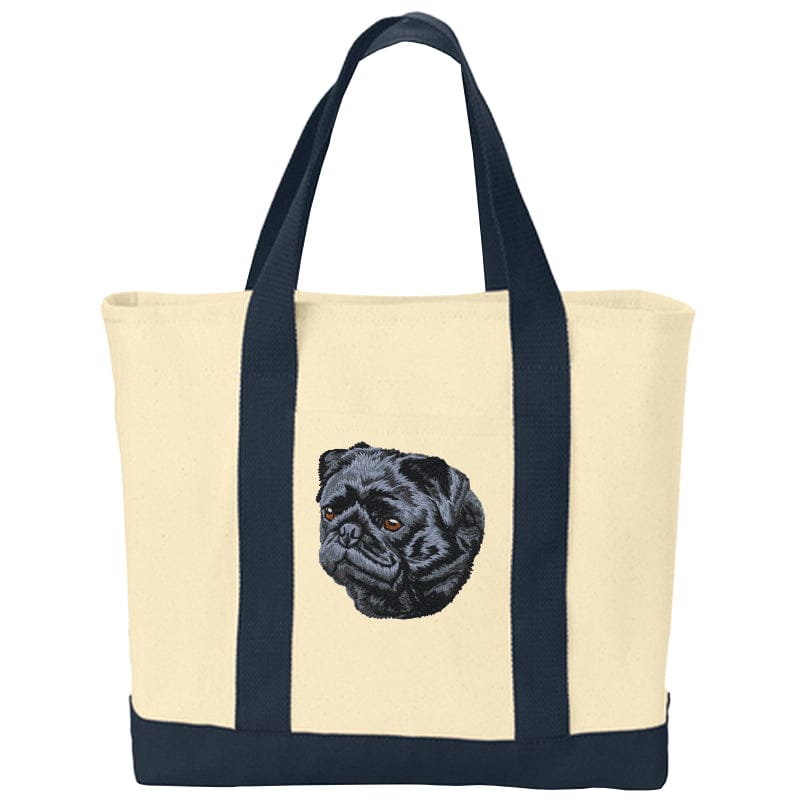 Pug Embroidered Tote
