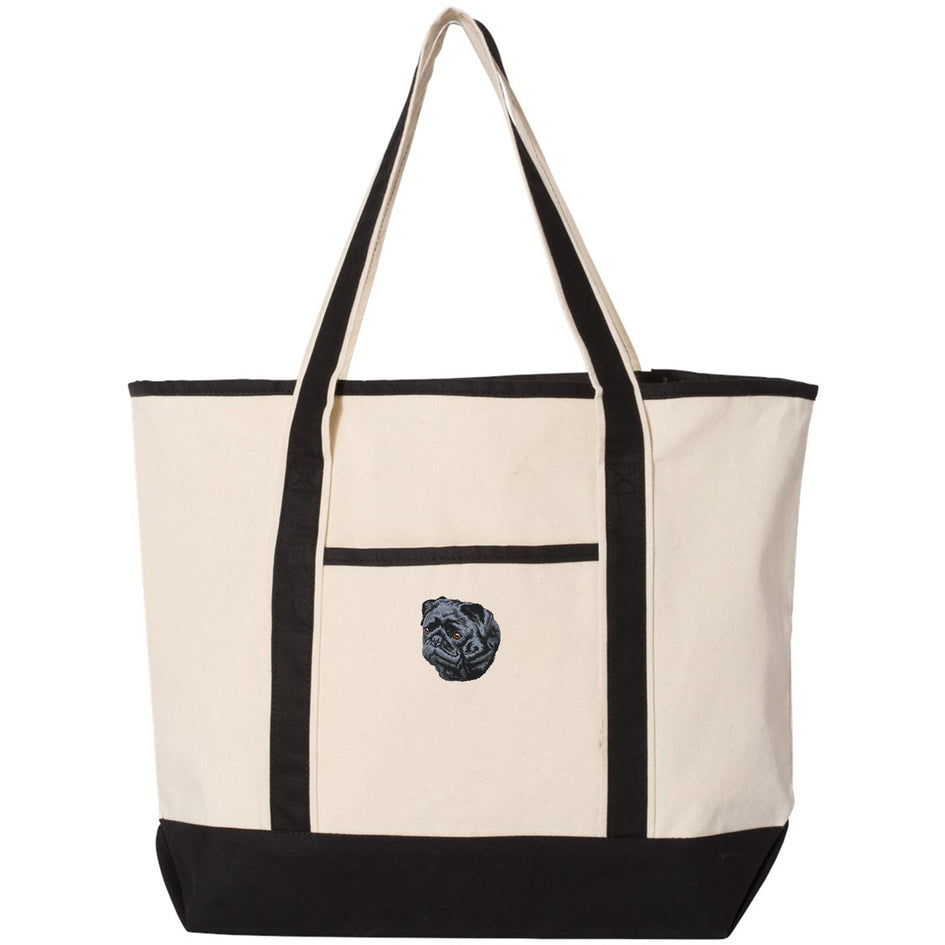 Pug Embroidered Tote