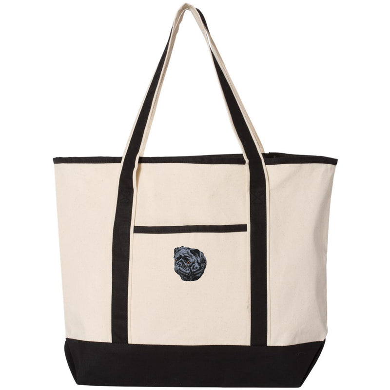 Pug Embroidered Tote