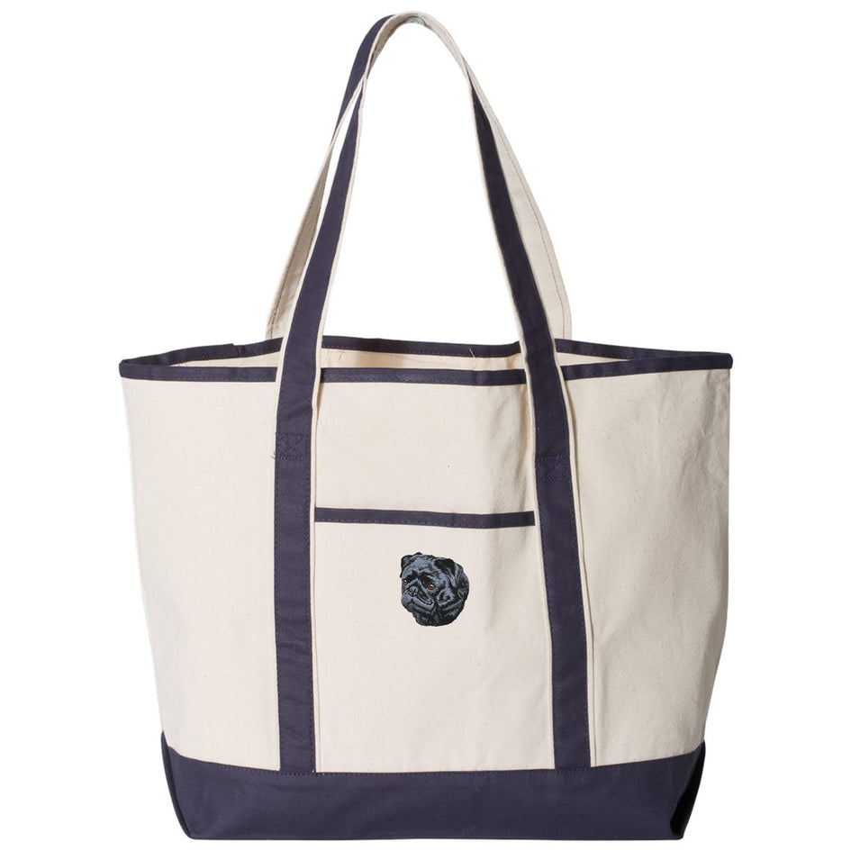 Pug Embroidered Tote