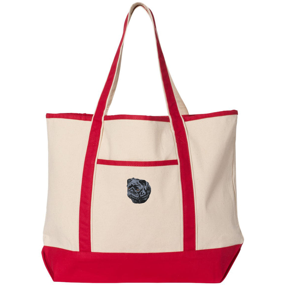 Pug Embroidered Tote