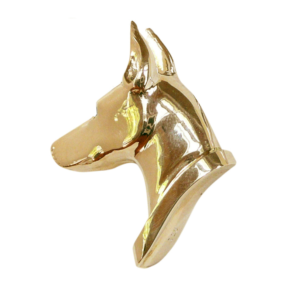 Doberman Pinscher in 14K Gold with Black Diamond Eye Pendant