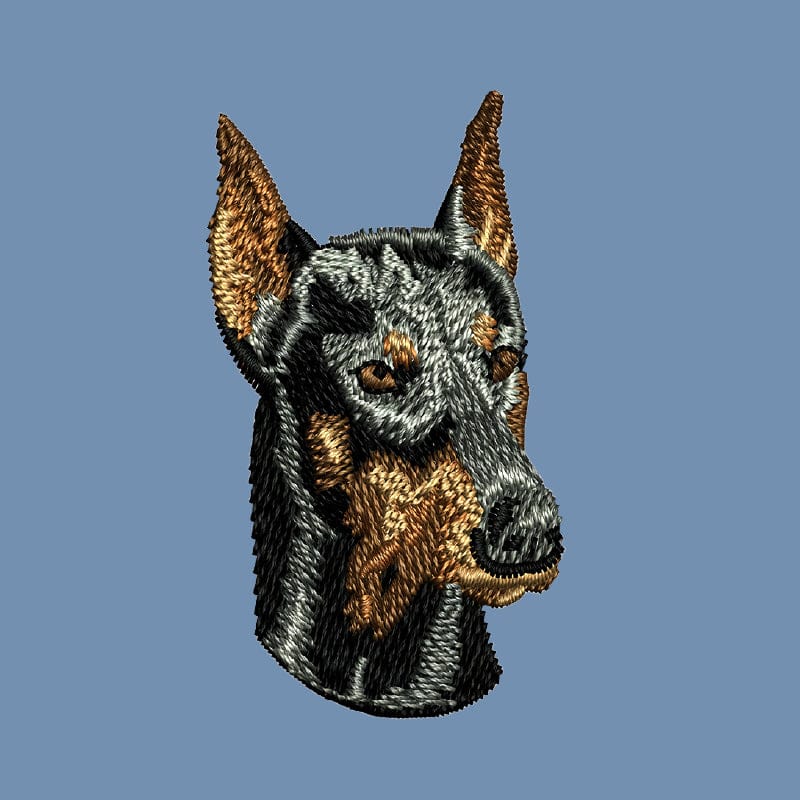 Doberman Pinscher Embroidered Men's Denim Shirt