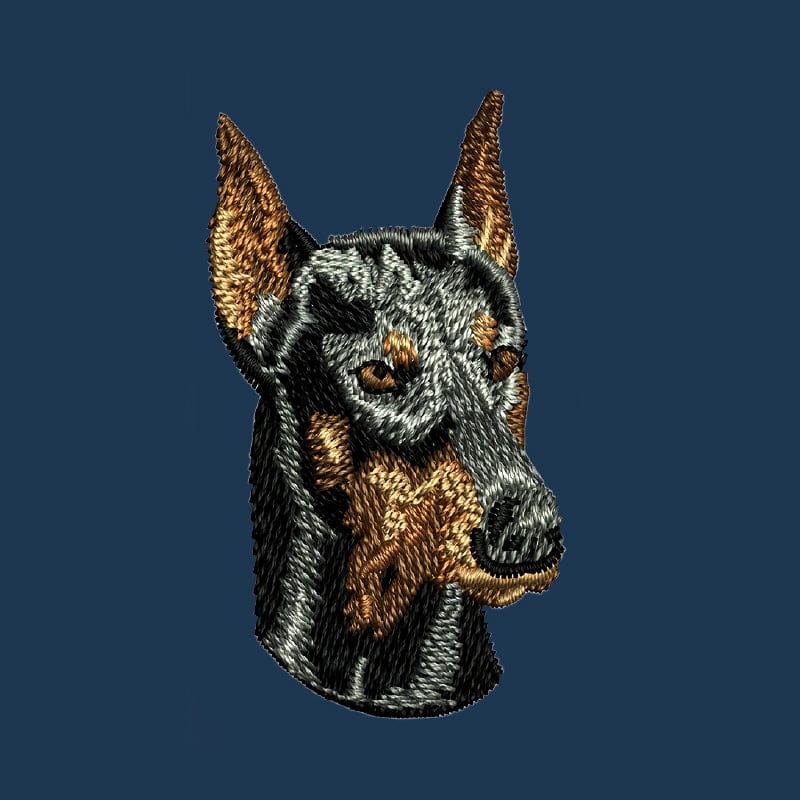 Doberman Pinscher Embroidered Men's Denim Shirt