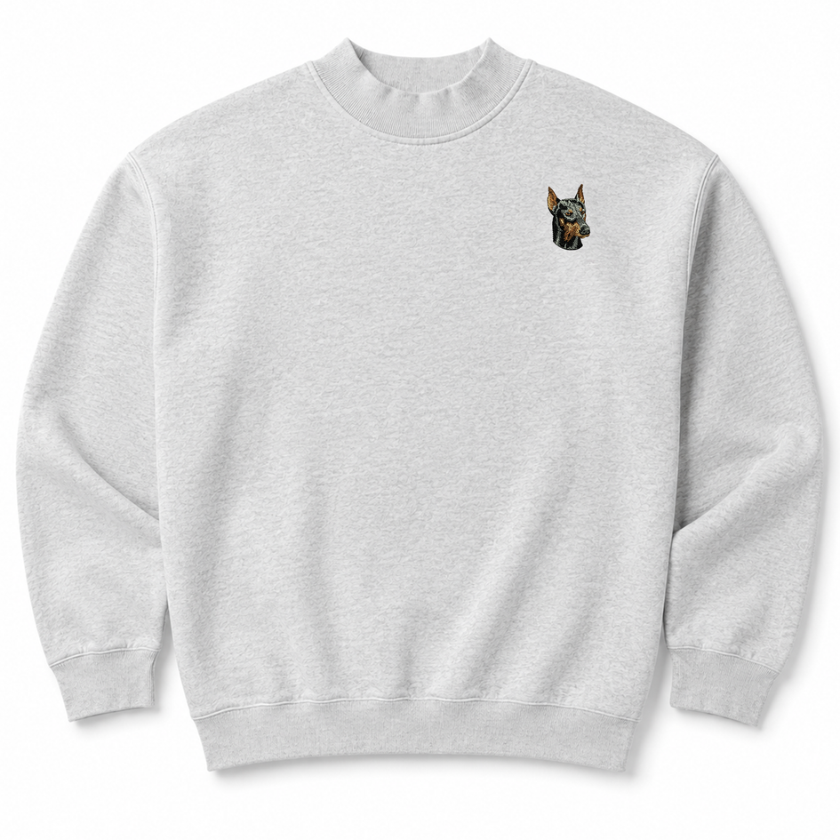 Doberman Pinscher Embroidered Mock Neck Sweatshirt