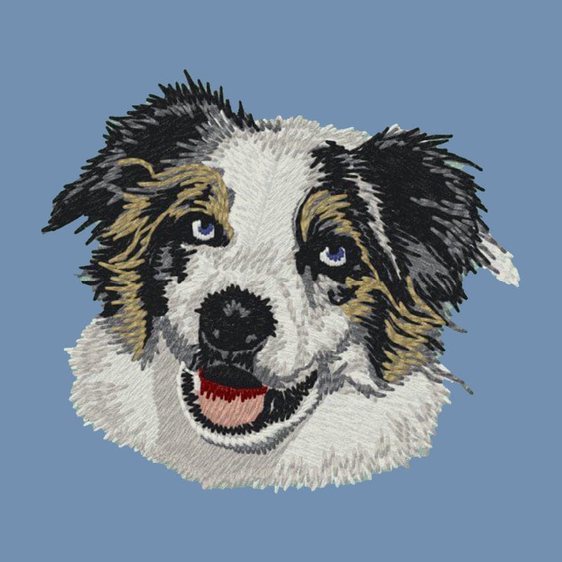 Australian Shepherd Embroidered Men's Denim Shirt