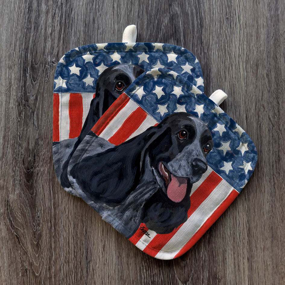 English Cocker  Americana Pot Holder Set