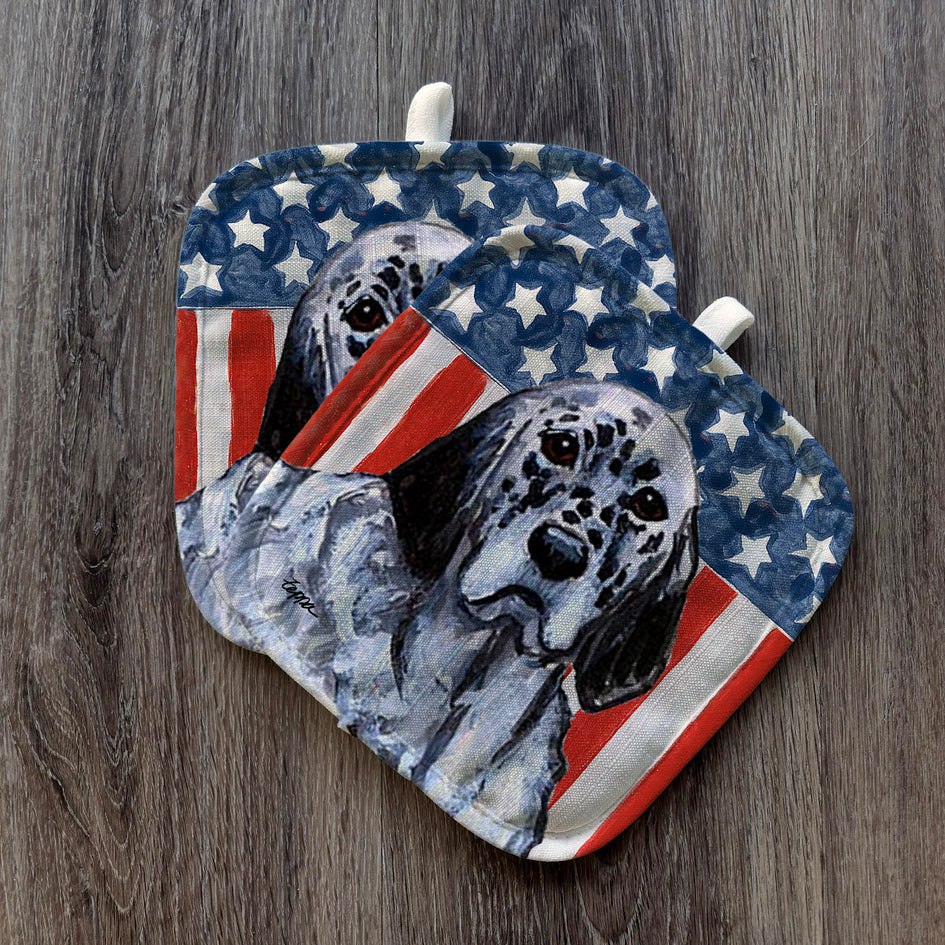 English Setter  Americana Pot Holder Set