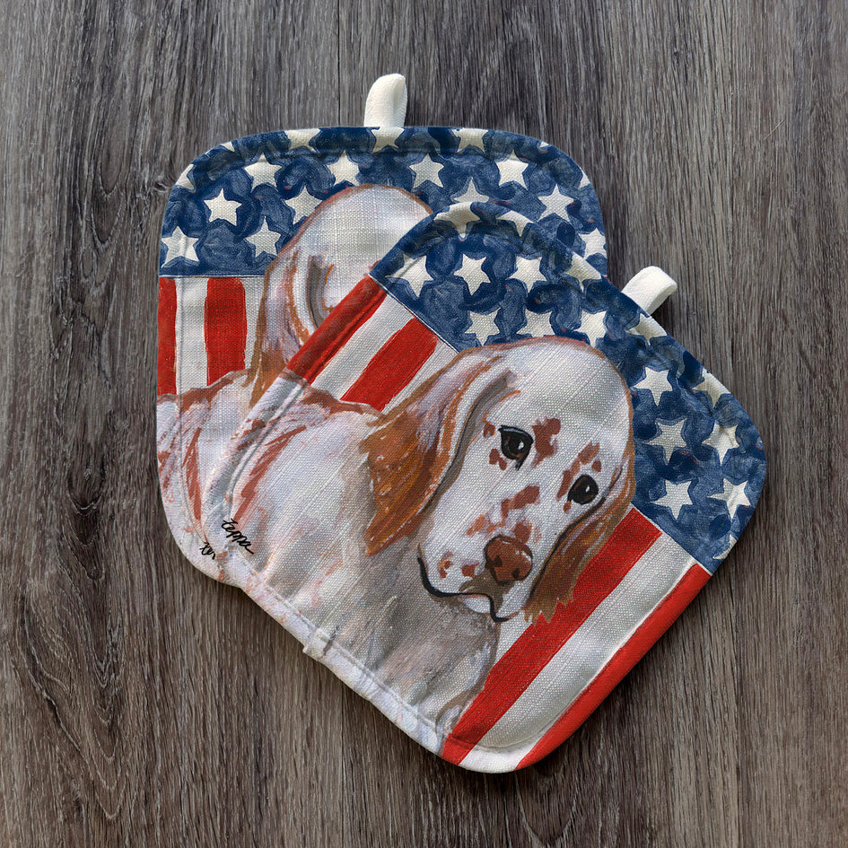 English Setter  Americana Pot Holder Set