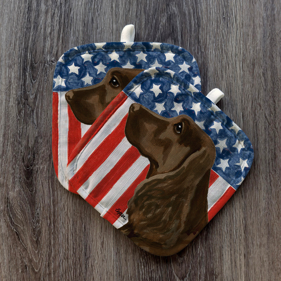 Field Spaniel  Americana Pot Holder Set