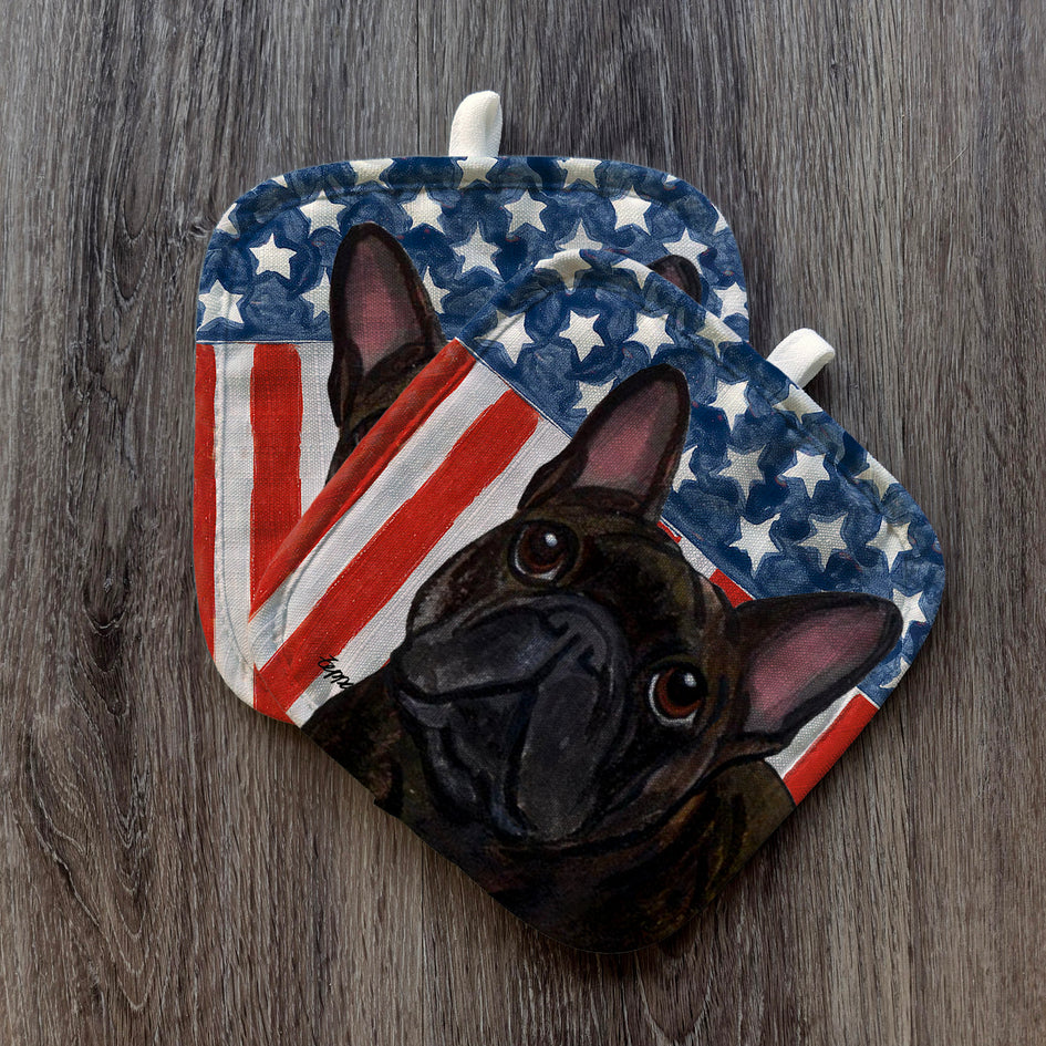 French Bulldog  Americana Pot Holder Set