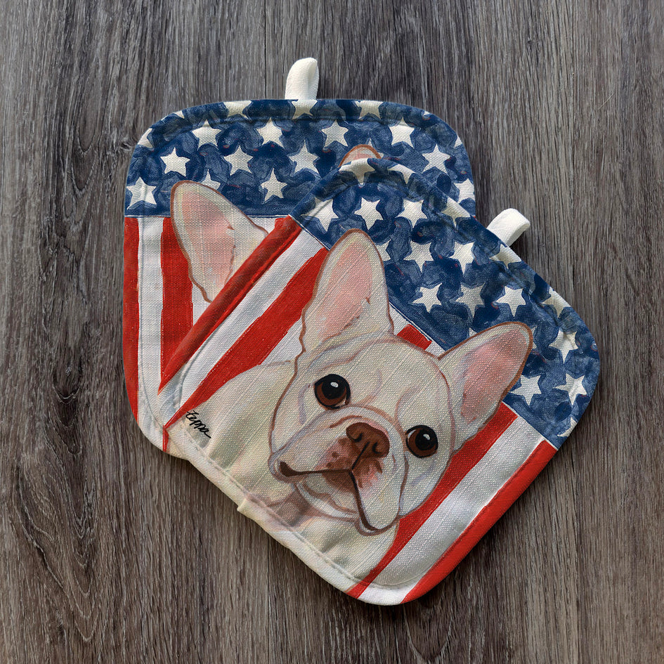 French Bulldog  Americana Pot Holder Set