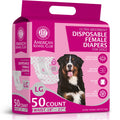 American Kennel Club Female Dog Wrap, Disposable Diapers with Wetness Indicator (L – High Tail (18–27 in), 50, Count)