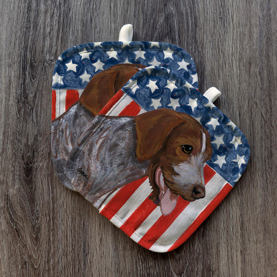 German Shorthaired Pointer Americana Pot Holder Set