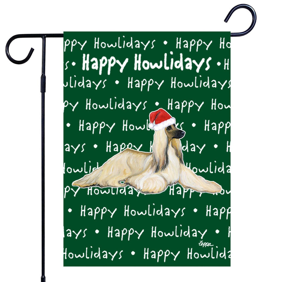 Afghan Hound Happy Howliday's Garden Flag