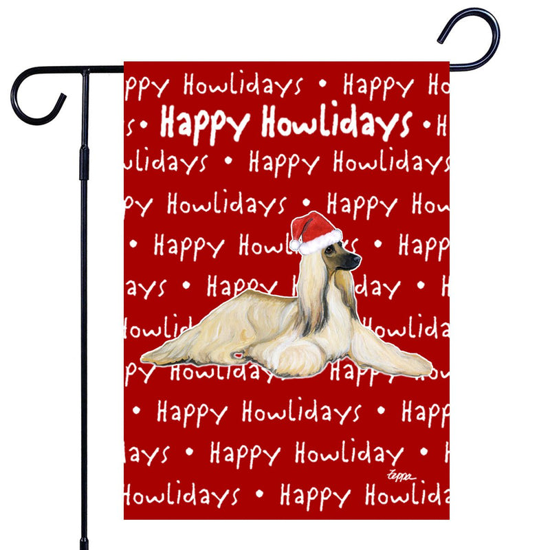 Afghan Hound Happy Howliday's Garden Flag