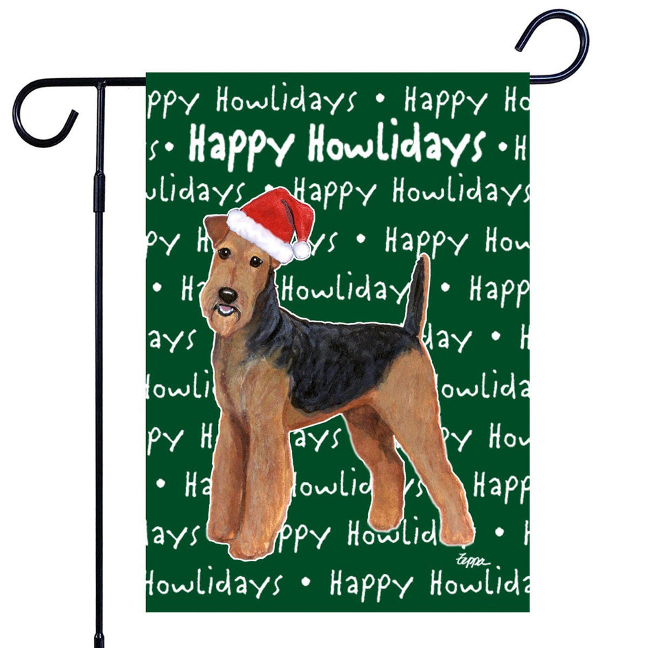 Airedale Happy Howliday's Garden Flag