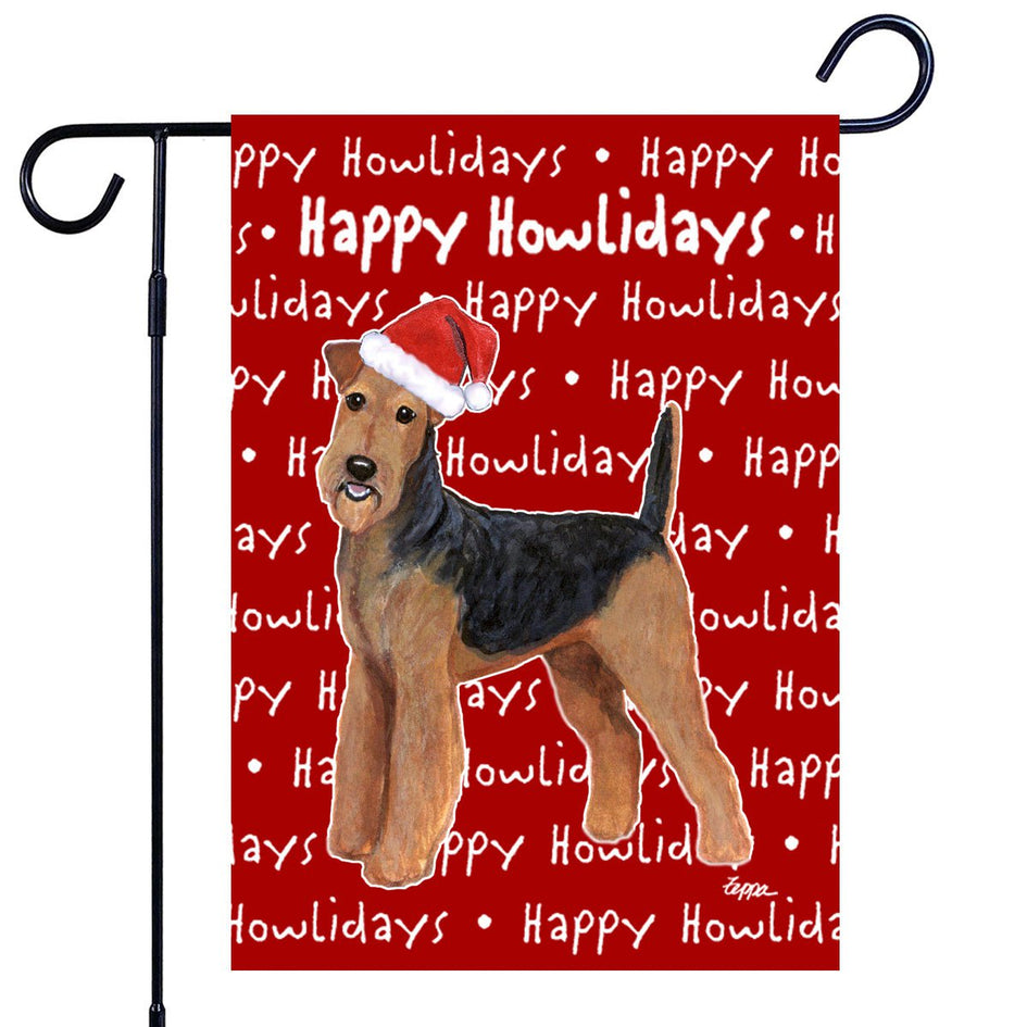 Airedale Happy Howliday's Garden Flag