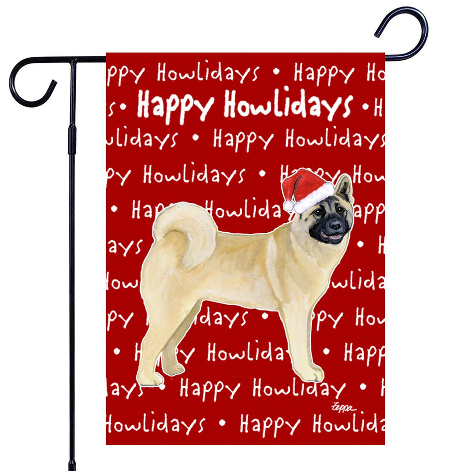 Akita Happy Howliday's Garden Flag