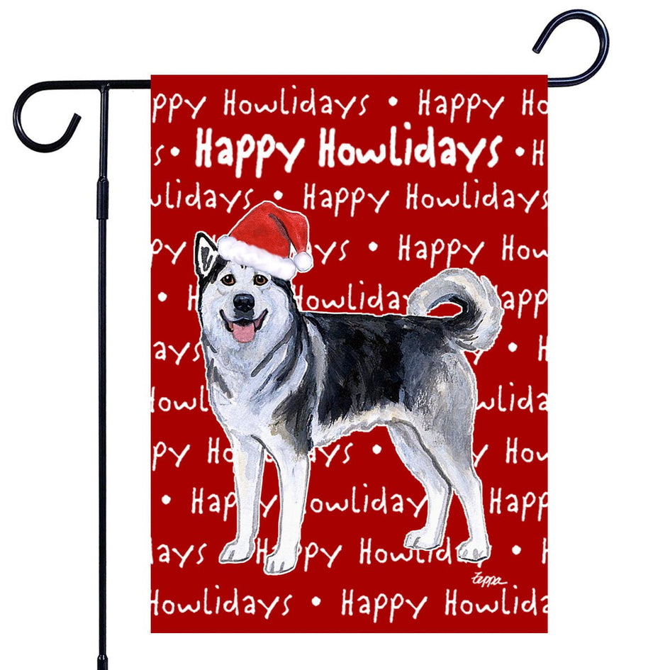 Alaskan Malamute Happy Howliday's Garden Flag