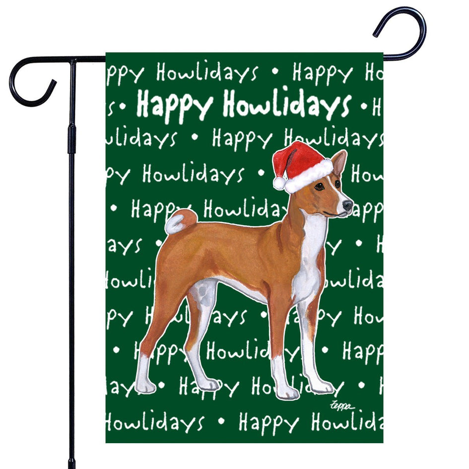 Basenji Happy Howliday's Garden Flag