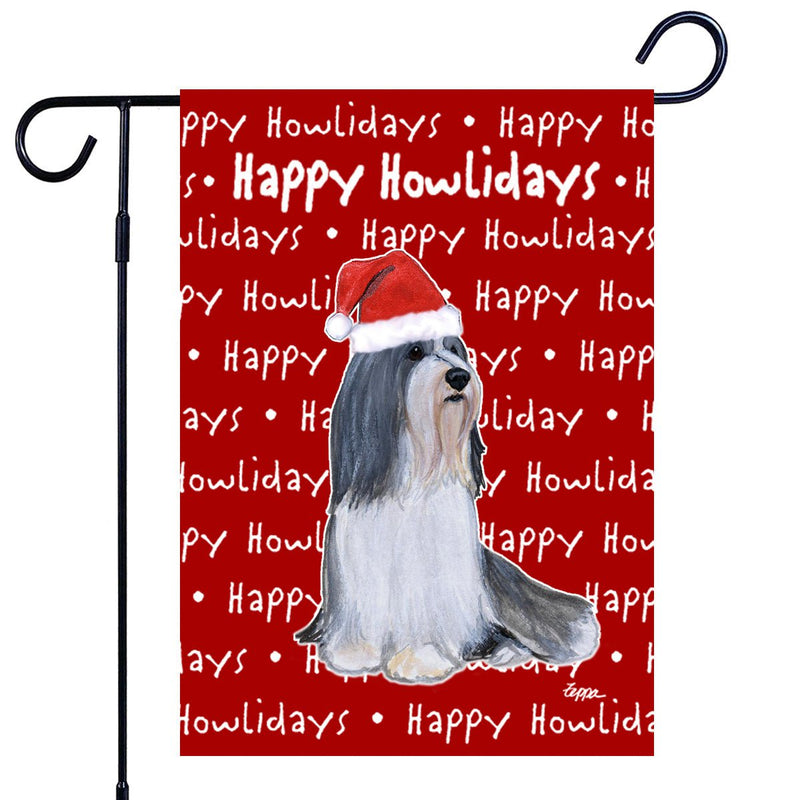 Bearded Collie Happy Howliday's Garden Flag