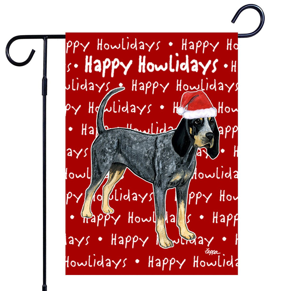 Bluetick Coonhound Happy Howliday's Garden Flag