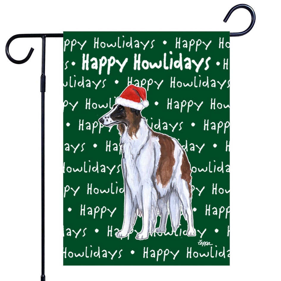 Borzoi Happy Howliday's Garden Flag