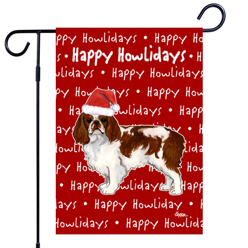 English Toy Spaniel Happy Howliday's Garden Flag