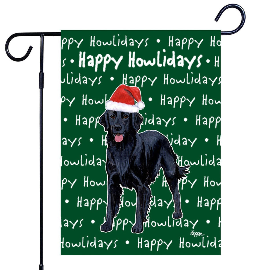 Flat-Coated Retriever Happy Howliday's Garden Flag