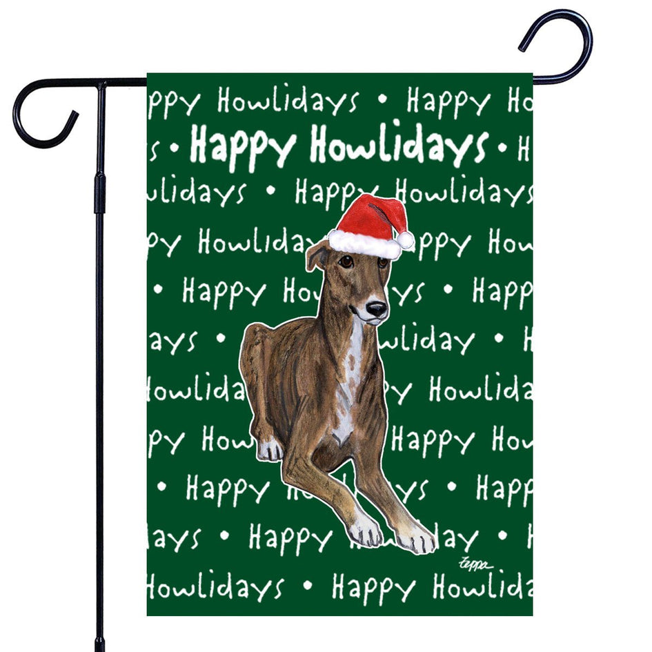 Greyhound Happy Howliday's Garden Flag