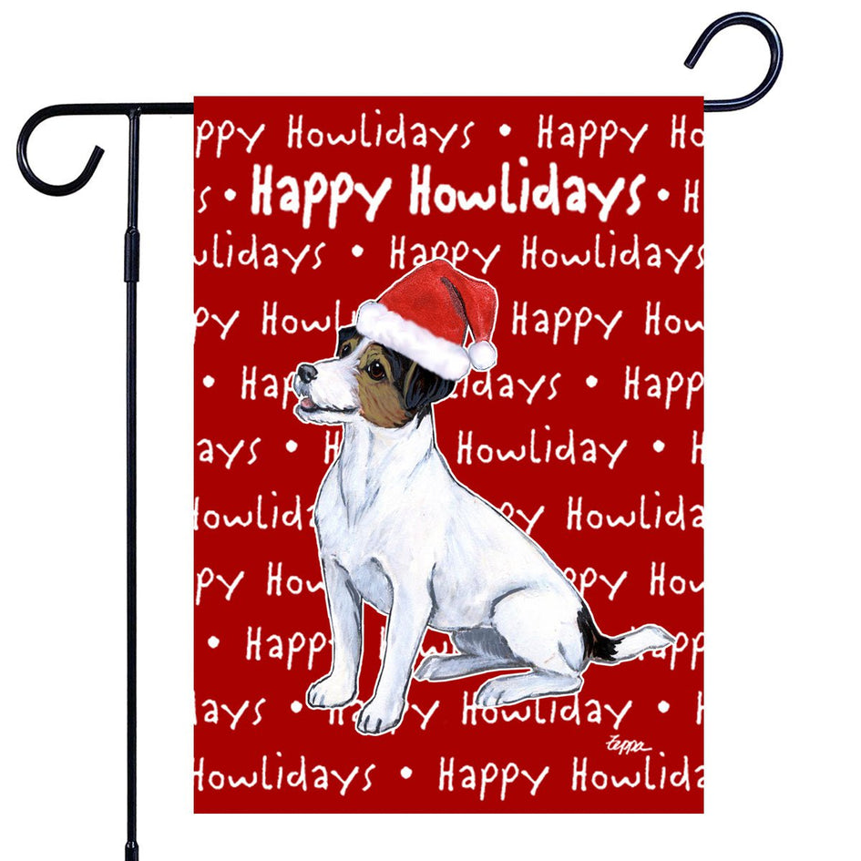 Russell Terrier Happy Howliday's Garden Flag
