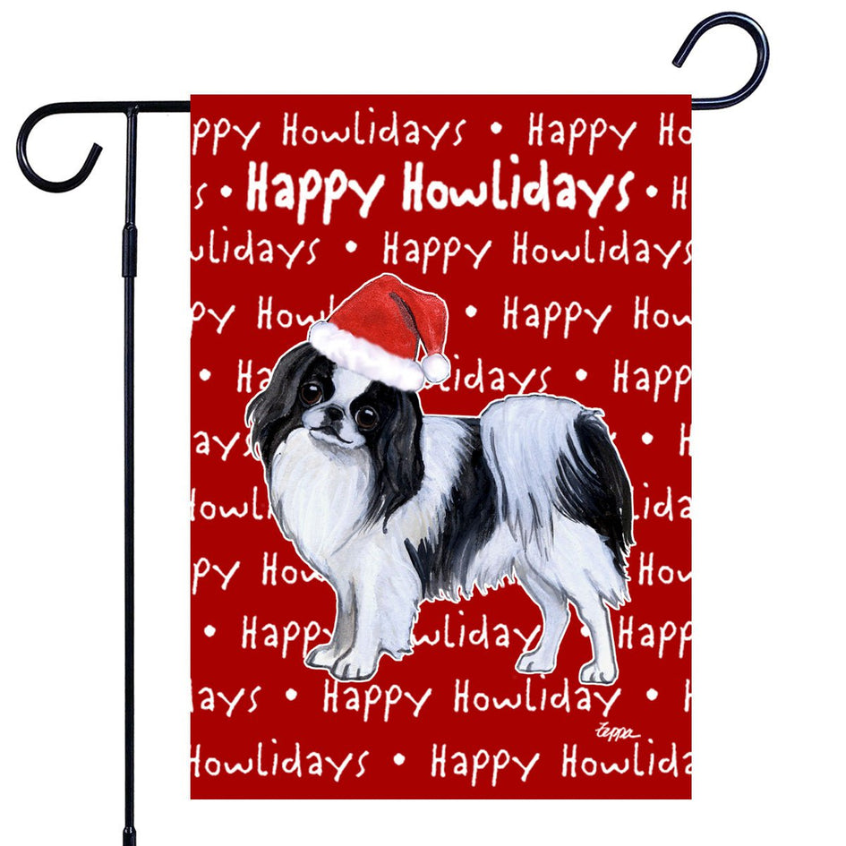 Japanese Chin Happy Howliday's Garden Flag