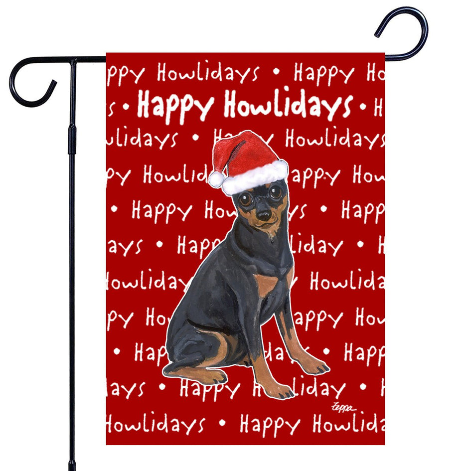 Miniature Pincher Happy Howliday's Garden Flag