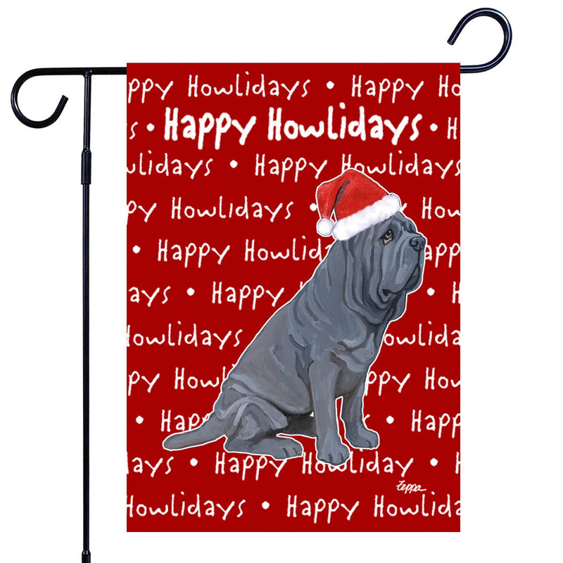 Neopolitan Mastiff Happy Howliday's Garden Flag