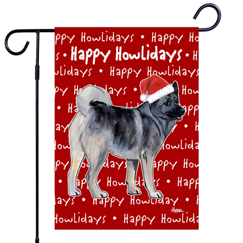 Norwegian Elkhound Happy Howliday's Garden Flag