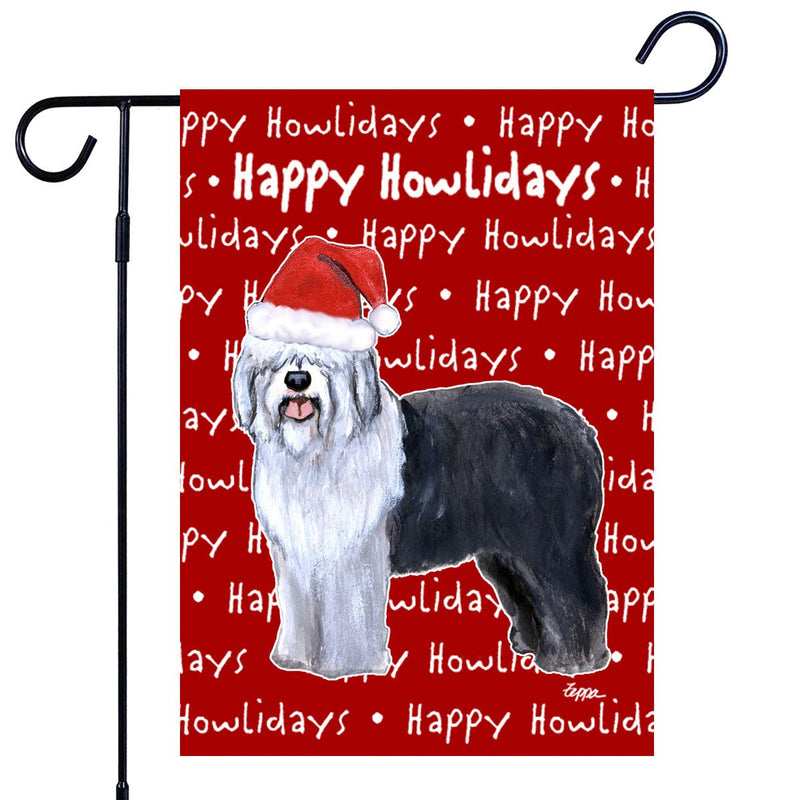 Old English Sheepdog Happy Howliday's Garden Flag