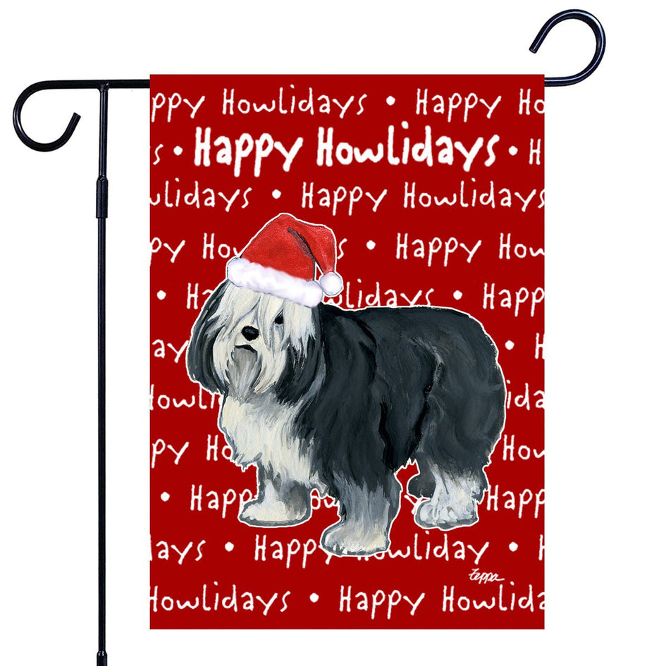 Polish Lowland Sheepdog Happy Howliday's Garden Flag