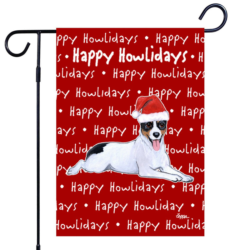 Rat Terrier Happy Howliday's Garden Flag