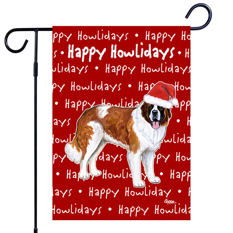 Saint Bernard Happy Howliday's Garden Flag