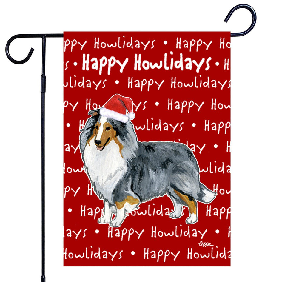 Shetland Sheepdog Happy Howliday's Garden Flag